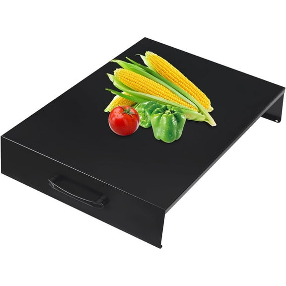 Noodle Board Stove Cover, Stainless Steel Stove Top Cover with a Handle, Range Burner Cover for Gas/Electric Stove, Kitchen Sink Cover for Counter Space & Decorative Tray (Black)