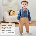 thumbnail image 2 of WESIDOM Baby Boy Clothes 0-18M Newborn Infant Gentleman Outfit, Shirt+Bowtie+Beret+Suspender Pant Baby boy Suit Clothing Set, 2 of 16