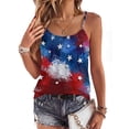 thumbnail image 2 of Patriotic Shirts for Women American Flag Print Spaghetti Strap Square Neck Sleeveless Tank Top Celebration Comfy Summer Casual T-Shirts,XXL,#01 Sky Blue, 2 of 5