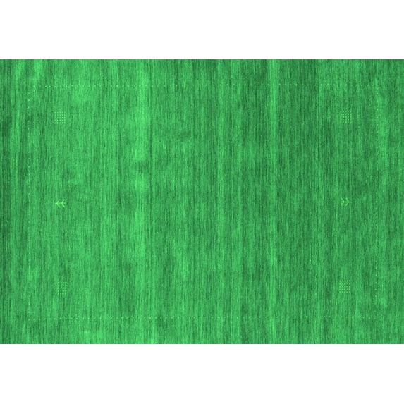 Ahgly Company Indoor Rectangle Abstract Green Contemporary Area Rugs, 2' x 5'