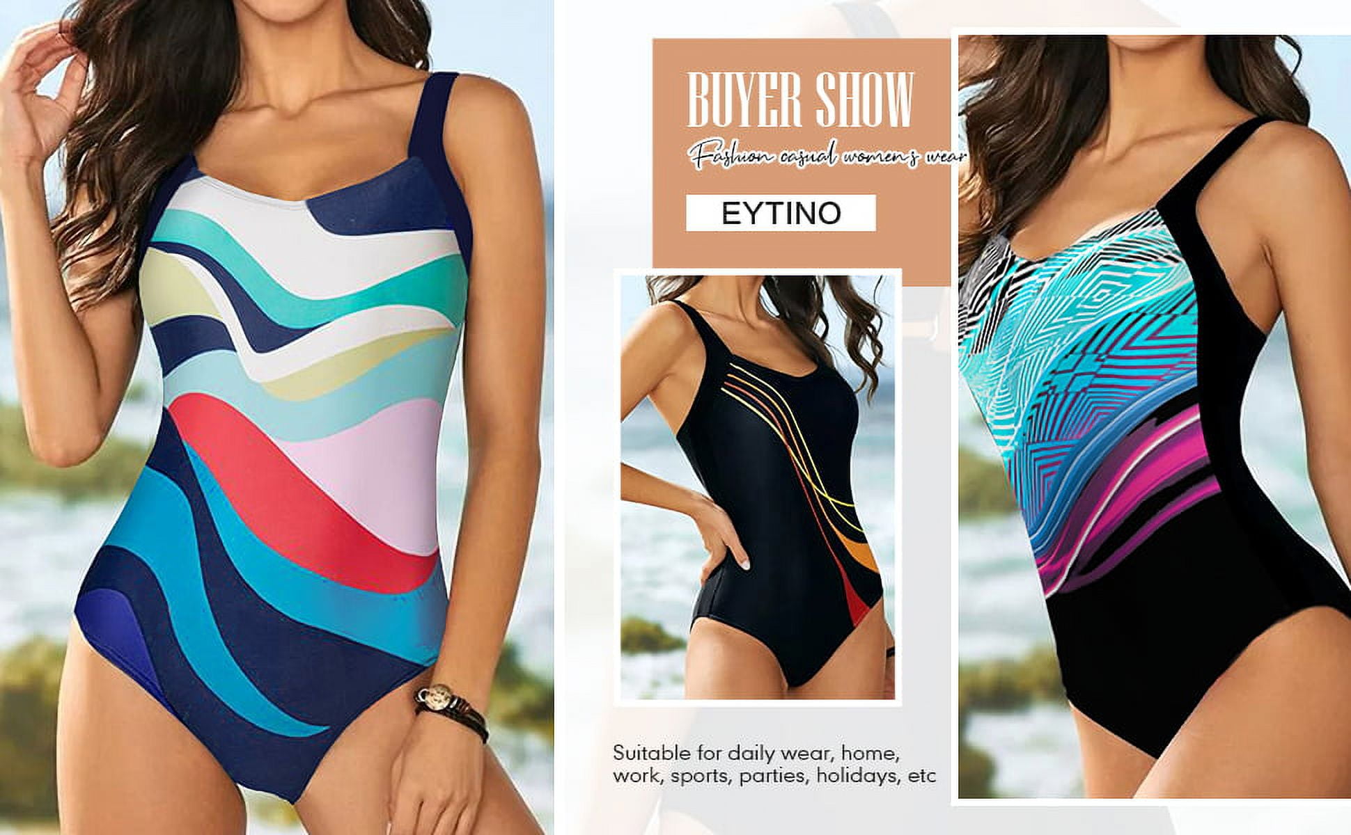 Eytino Women's One Piece Athletic Swimwear, Color Block Eytino Women's One Piece Athletic Swimwear, Color Block