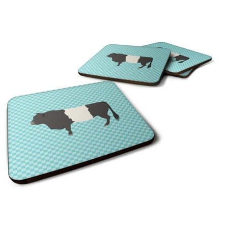 

Carolines Treasures BB8005FC Belted Galloway Cow Blue Check Foam Coaster Set of 4 3 1/2 x 3 1/2 multicolor