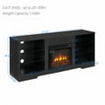 thumbnail image 6 of Lighted TV Stand Electric Fireplace TV Stand with Glass Shelves, 3D Fireplace TV Stand with LED Light Wood Open Shelves Table for TV up to 60-65",Black, 6 of 10