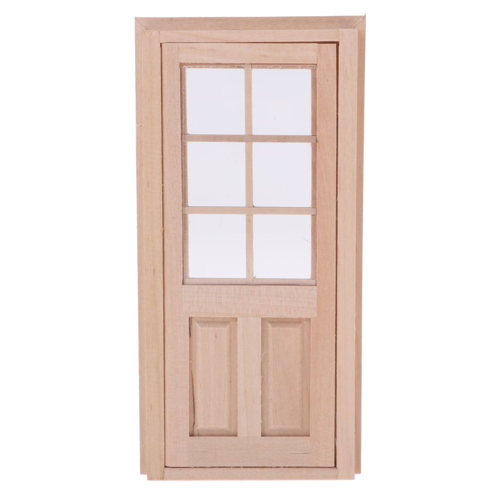 1/12 Dollhouse Miniature Wooden Single 4-Pane Single Door Frame Non dipinto 