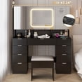 thumbnail image 2 of Ktaxon Large 47.24" Makeup Vanity Table Set with Hidden Storage, 9-Drawer Dressing Table, Bedroom Makeup Table, Black, 2 of 12