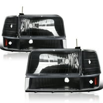 Spec-D Tuning Black Headlights   Bumper Lights   Corner Lamps Compatible with 1992-1996 Ford F150 F250 F350 Bronco, Left   Right Pair Headlamps Assembly