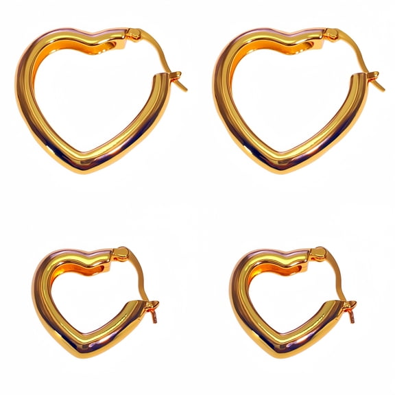 14K Gold Plating Heart Hoop Earrings for Women Small Heart Big Heart Shaped Huggie Hypoallergenic Cartilage Huggies Earings for Jewelry Gifts 2 Pairs