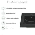 thumbnail image 5 of 18" Ceramic Square Vanity Sink Top in Matte Black, 5 of 8