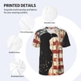 thumbnail image 3 of Hirioo Wood Grain Bald Eagle for Men's Baseball T-shirt Shirts Short Sleeve Casual Summer Button Stretch T Shirts,Size S-4XL-3X-Large, 3 of 7
