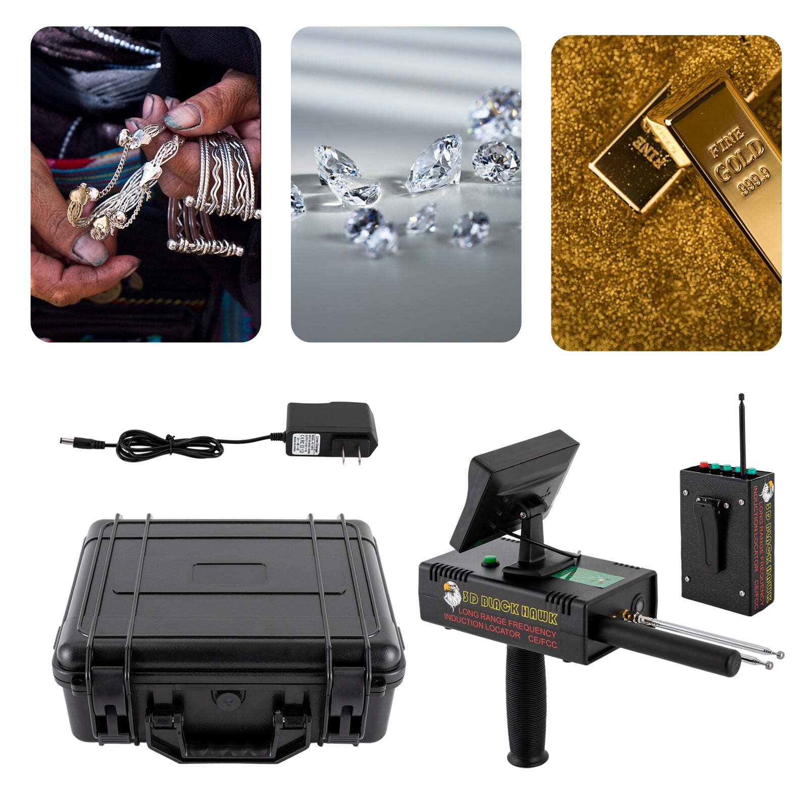 ToppiJoy Professional Metal Detector for Adults, Metal Scanner with 3D LED Definition Screen, Metal Finder for Gold Silver Diamond Copper Mineral Prospecting (2000mAh)
