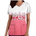 thumbnail image 2 of Jacenvly Hauts pour Femmes Liquidation Mode Décontractée Col en V Imprimé Saint-Valentin Manches Courtes Robe d'Infirmière avec Poche Hauts et Blouses pour Femmes, 2 of 5