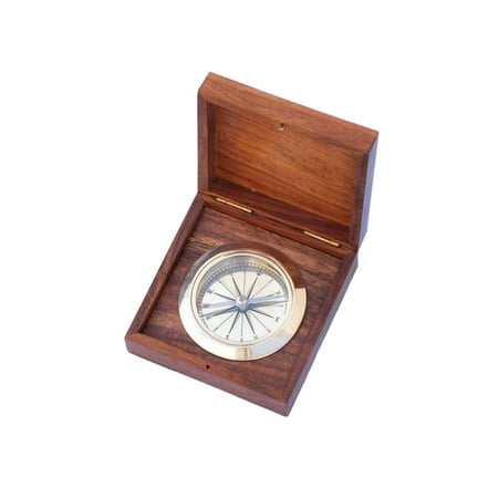 - Brass Captain's Boxed Desk Compass 4
