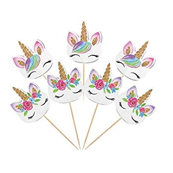 48 Pieces Rainbow Unicorn Cupcake Toppers Cupcake Picks Cake