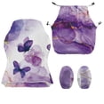 thumbnail image 5 of SCRAWLGOD Butterfly Floral Marble Print White Violet 4 Pieces Gaming Chair Cover with Armrest Slipcovers Stretchy Washable Computer Chair Seat Slipcovers Cat Scratch Proof, 5 of 7