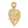 thumbnail image 5 of 14k Yellow, Rose, Gold White Rhodium #1 SISTER In Heart with Flower Design Charm Pendant, 5 of 5