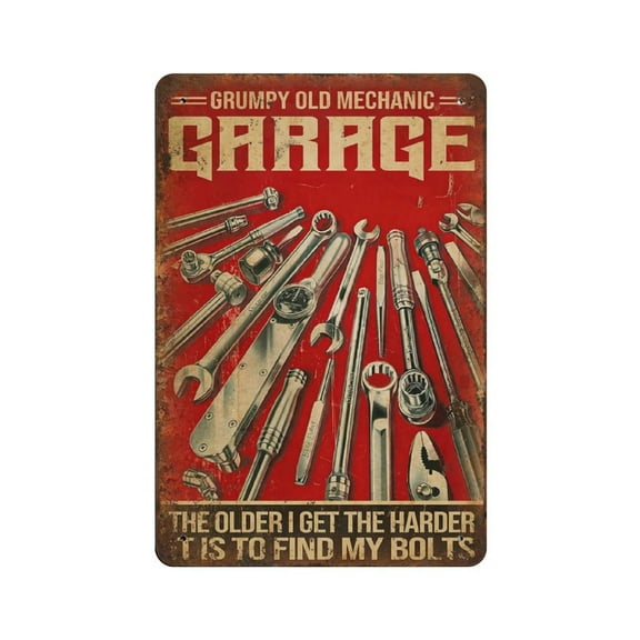 Mark - Grumpy Old Mechanic Garage The Older I Get The Harder It Is To Find My Bolts tin sign,Retro style, farmhouse decoration, home, bar, restaurant, garage, tin sign 8 x 12 inches
