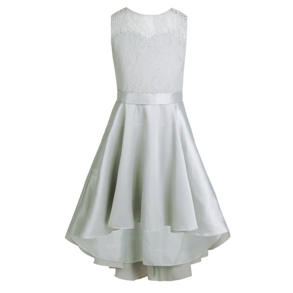 iiniim Kids Big Girls Floral Lace Splice High Low Hem Junior Wedding Bridesmaid Dress Prom Party Ball Gowns