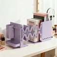thumbnail image 2 of Tall Heavy Duty Metal Adjustable Bookends Organizer With Removable Pen Holder Tray And Hook For Desk Home Library, 2 of 4