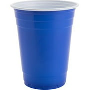 Angle View: 2Unit Genuine Joe 16 oz Plastic Party Cups, 16 fl oz - 50 / Pack - Blue, White - Plastic - Party, Cold Drink