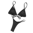 thumbnail image 1 of Gibobby Conjunto de bikini para mujer Verano damas sexy bikini color sólido dos piezas traje de baño playa traje de baño(Negro,CH), 1 of 5