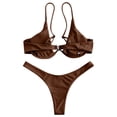 thumbnail image 6 of Women's Sexy Bikini Set Underwire Solid Color Two Piece Swimsuit Bow Tie Details for Beach Vacation Summer Pool Party,Coffee,M, 6 of 6