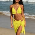 thumbnail image 4 of UTSJKR Women's Sexy 3 Piece Bikini Set, Special Fabric Lace Up Bathing Suit, Fashion Resort Beach Swimwear for Ladies Yellow S, 4 of 6