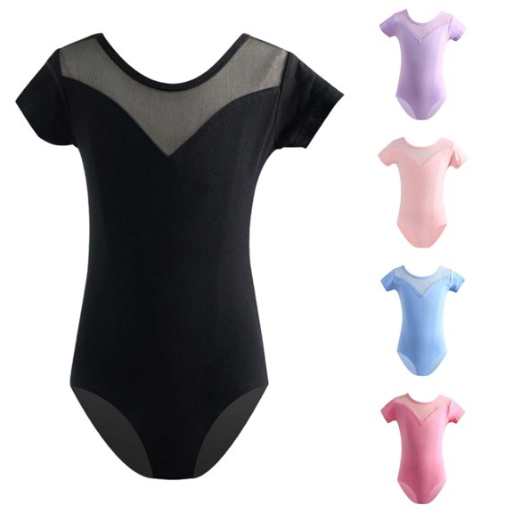 Girls Dress Short Sleeve Tutu Costume Bright Smooth Flowy for Dance Charming Elegant Dress Set