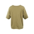 thumbnail image 3 of A2Y Women's Relaxed Crew Neck Cotton French Terry Drop Shoulder Raw Edge Tops Khaki 3XL, 3 of 3
