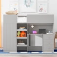 thumbnail image 2 of Euroco Wood Full Size Loft Bed with Wardrobe and Desk, 3 Drawers and Shelves for Kids Teens, Gray, 2 of 13