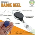 thumbnail image 3 of Professional Twist Free Carabiner Badge Reel with Long 34" Reach - Round No Twist Retractable Lanyard Clip for Crafting, Office & Government Premium Badge Holders by Specialist ID (Black), 3 of 6