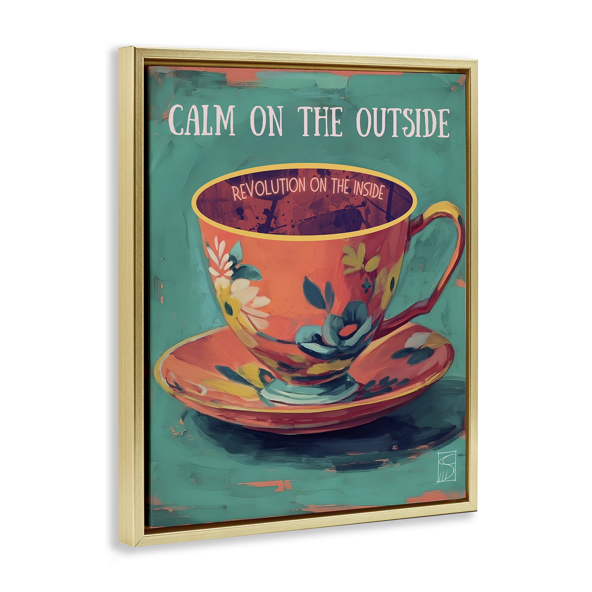 Stupell Industries Revolution On The Inside Gold Framed Floater Canvas Wall Art, design by Sara Culpepper