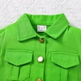 thumbnail image 5 of Esaierr Summer Toddler Baby Girls Casual Clothes 2PCS Outfits Kids Lapel Button Solid Cardigan Tops Short Pants Two-Piece Set for 3-7 Years, 5 of 9