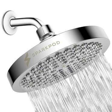 SparkPod Shower Head - High Pressure Rain - 1-Min Install - Easy Clean Adjustable Replacement for Your Bathroom Shower Heads (Luxury Polished Chrome, 6 Inch Round)