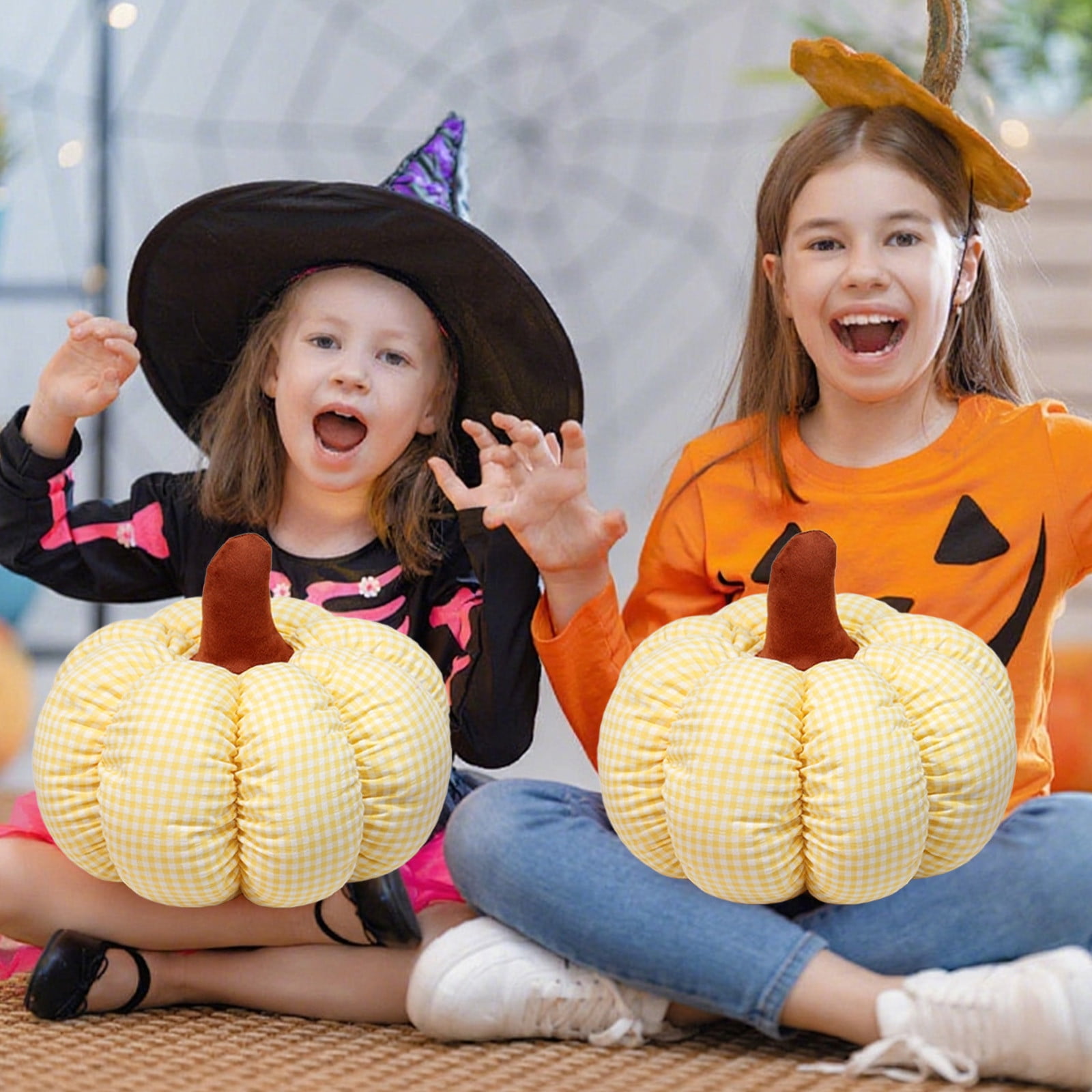 Proumhang Coussin Citrouille Halloween Jouets Pelucheux En Forme De Citrouille Automne Décor Citrouille Thanksgiving Coussin De Canapé Citrouille Jouets Blanc 23cm