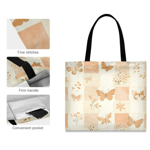 Canvas Tote Bag for Women Girls Design Print Butterfly Garden Tote