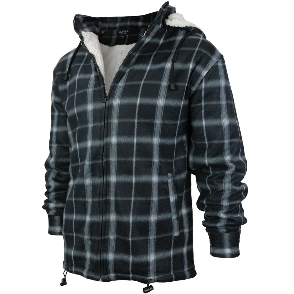 VKWEAR Men s Heavyweight Flannel Zip Up Fleece Lined 