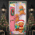 thumbnail image 5 of Gingerbread Themed Christmas Banner Colorful Lights Holiday Backdrop Snowflake Pattern Cartoon Xmas Background for Christmas Party Home Decoration Holiday Gathering, 5 of 9