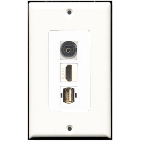 Ultra Spec Cables 1 Port HDMI 1 Port USB A-A 1 Port Toslink Wall Plate F/F DecorZ