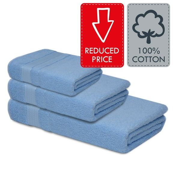 Melissa Linen Elegant Bathroom Towels, 3 Pack, Bath Towel, Hand Towel, Washcloth, Cobalt Blue