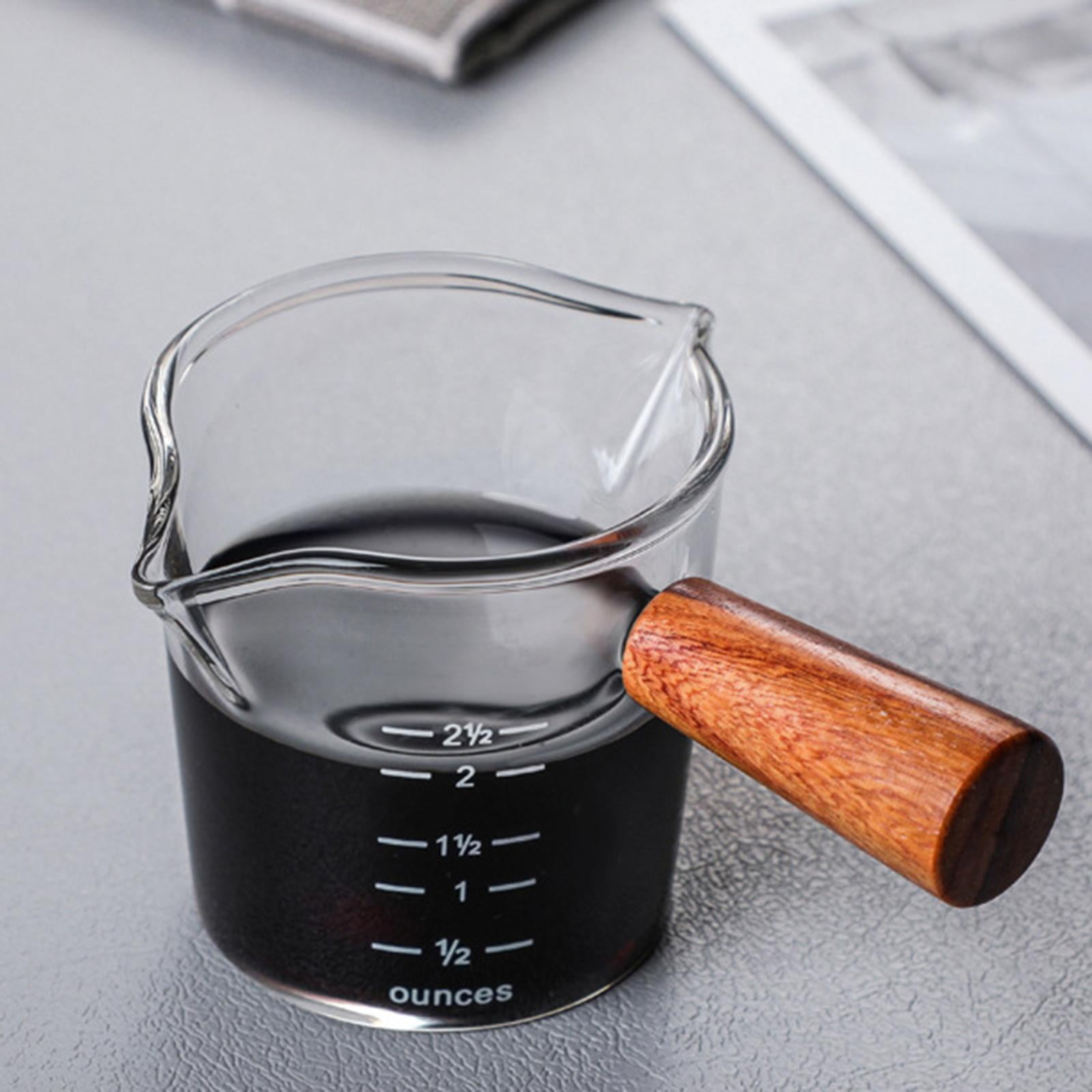 Double Spout 100 ml Espresso Shot Glass Espresso Measuring Cup with Wood  Handle - ASL900 - IdeaStage Promotional Products