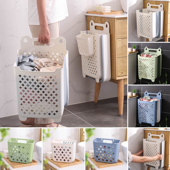 Cesta plegable de ropa plegable montada en la pared para almacenamiento en baños y habitaciones de la residencia