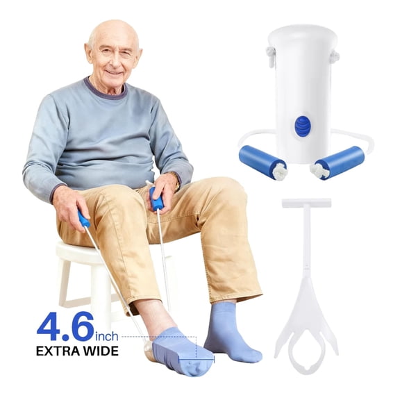 KEKOY 4.6 inch Extra Wide Sock Helper, 2 Pack Sock Dressing Aids, Sock Removal Aids, Easy on and off Sock Assistant Devices for Senior, Elderly, Pregnant, Disabled