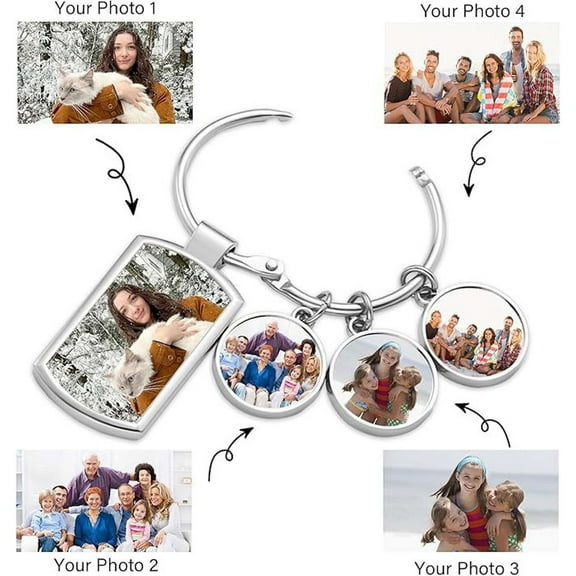 Custom Keychain with Picture - Personalized Photo Engrave Text Keychains for Women Men Boyfriend Mother's Day Gifts