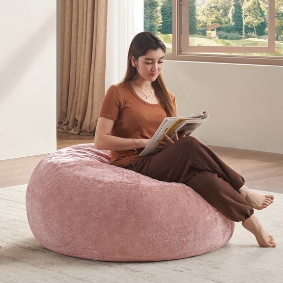 zyoiszvq 3.5ft Bean Bag Chair for Adults with Filling Memory Foam,Adult Bean Bag Chairs with Removable Flannel Cover,Living Room,Bedroom,Dorm
