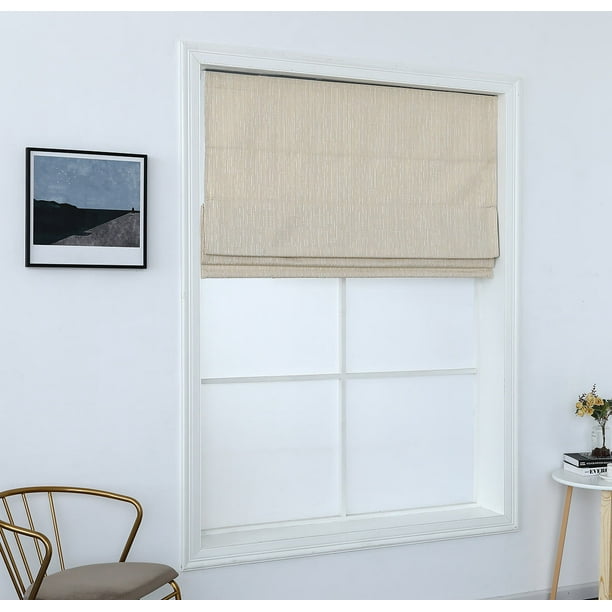 Cordless Room Darkening Roman Shades for Windows, Textured Woven