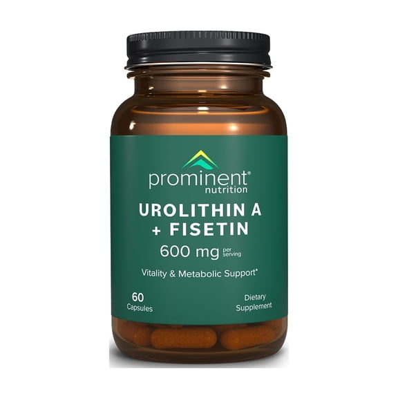 Prominent Nutrition Urolithin A   Fisetin, 30-Day Supply – Supports Vitality, Oxidative Stress, Muscle Recovery & Cellular Health – Vegan, Non-GMO, Gluten Free, 600mg Serving, 60 Capsules