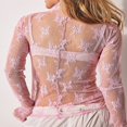 thumbnail image 4 of Women‘s Long Sleeve Lace Shirts with Mesh See-Through and Mock Neck, 4 of 6