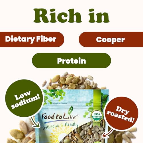 Organic Dry Roasted Sunflower and Pumpkin Seed Mix, 2 Pounds – Oven Roasted, No Oil added, Healthy, Natural Snack, Rich in Protein, Perfect for Baking and Salads, Vegan, Kosher, Bulk