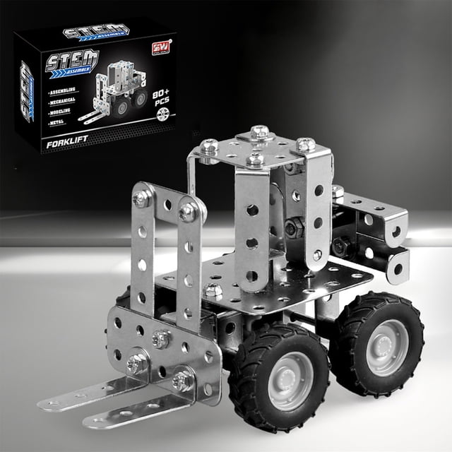 Fesfesfes Boy Installation Model Engineering Metal Building Set Learning Truck Building Toy DIY Puzzle Education Gift Silver