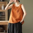 thumbnail image 2 of Summer Fashion Womens Vest Plus Size Solid Color Cotton And Linen Round Neck Loose, 2 of 3